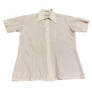 Vintage Mr. Florida Men's Beige‎ Check Short Sleeve Button-Up Shirt M